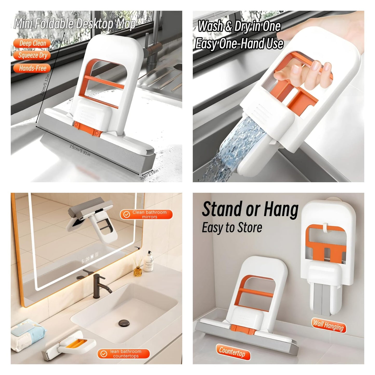 Foldable Mini Mop – Self-Squeezing Wet & Dry Cleaner
